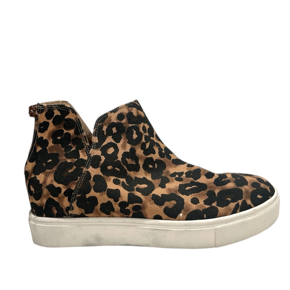 Steve Madden Leopard Print Brown Slip-On Sneakers High Top Claud Womens Sz 8.5 - Picture 9 of 9